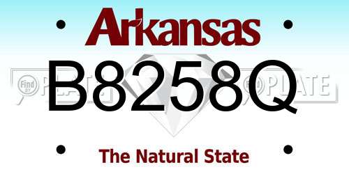 B8258Q Arkansas License Plate