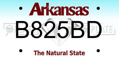 B825BD Arkansas License Plate