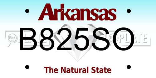 B825SO Arkansas License Plate