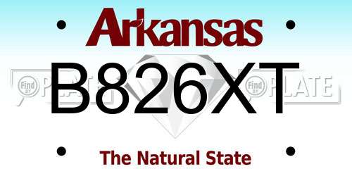 B826XT Arkansas License Plate