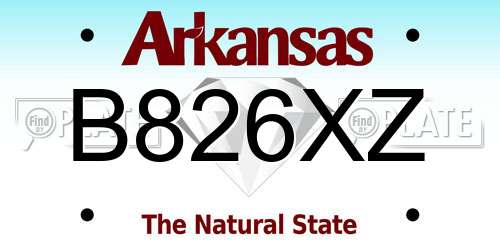 B826XZ Arkansas License Plate