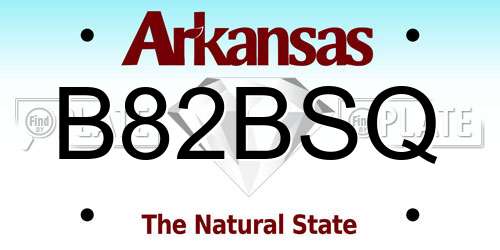 B82BSQ Arkansas License Plate