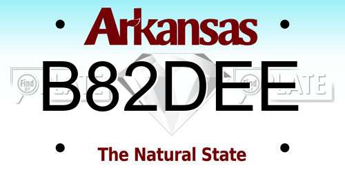 B82DEE Arkansas License Plate