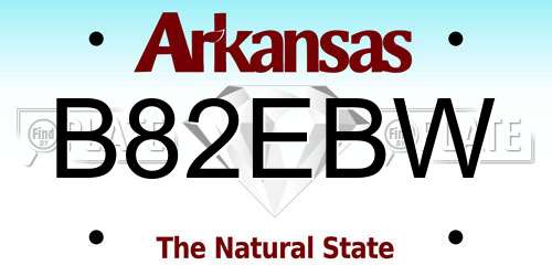 B82EBW Arkansas License Plate