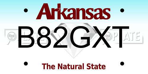 B82GXT Arkansas License Plate