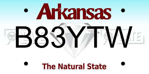 B83YTW Arkansas License Plate
