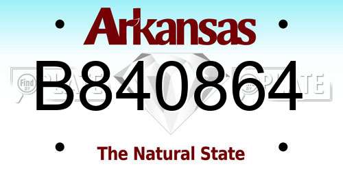 B840864 Arkansas License Plate