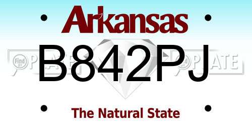 B842PJ Arkansas License Plate