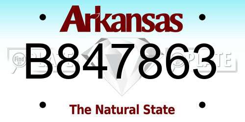 B847863 Arkansas License Plate