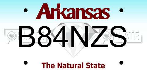 B84NZS Arkansas License Plate