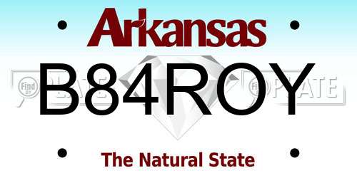 B84ROY Arkansas License Plate