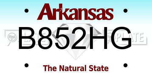 B852HG Arkansas License Plate