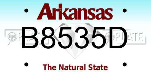 B8535D Arkansas License Plate