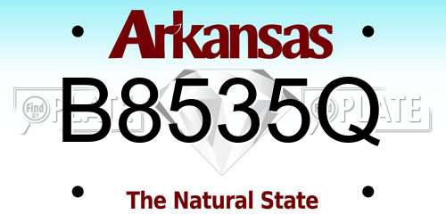 B8535Q Arkansas License Plate