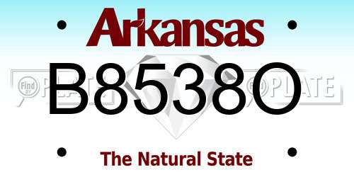 B8538O Arkansas License Plate