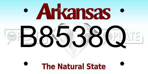 B8538Q Arkansas License Plate