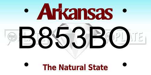 B853BO Arkansas License Plate