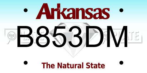 B853DM Arkansas License Plate
