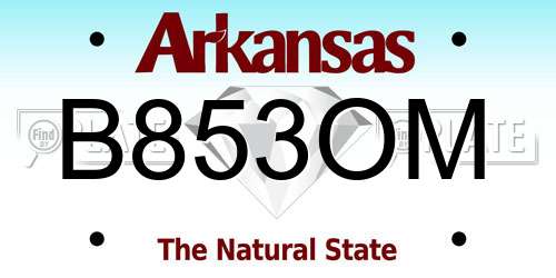 B853OM Arkansas License Plate