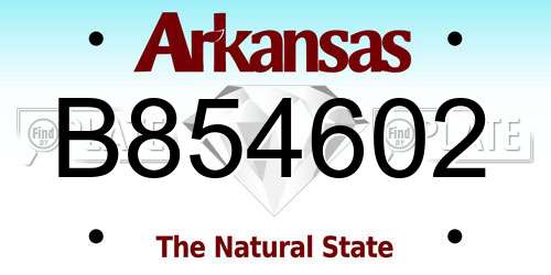 B854602 Arkansas License Plate