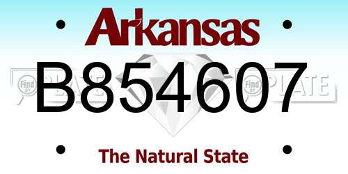 B854607 Arkansas License Plate