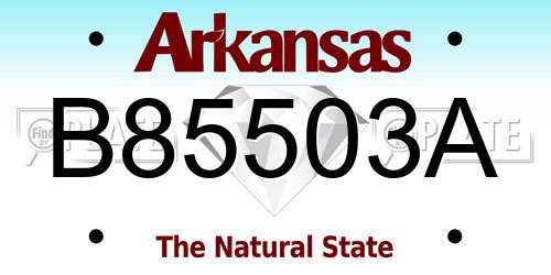 B85503A Arkansas License Plate