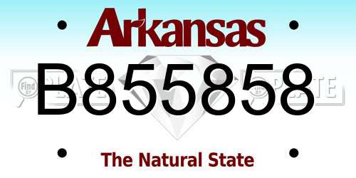 B855858 Arkansas License Plate