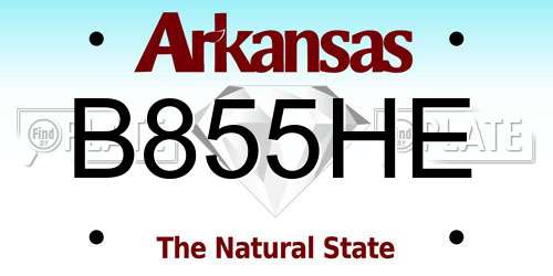 B855HE Arkansas License Plate