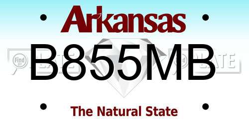 B855MB Arkansas License Plate