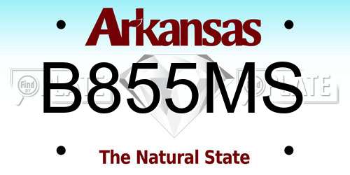 B855MS Arkansas License Plate