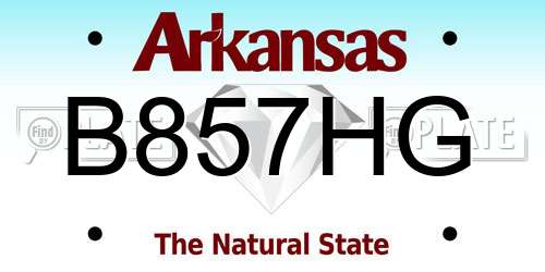 B857HG Arkansas License Plate