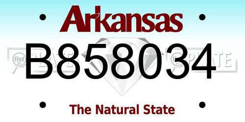 B858034 Arkansas License Plate