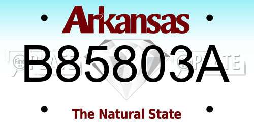B85803A Arkansas License Plate