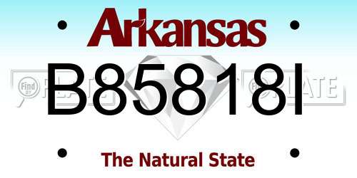 B85818I Arkansas License Plate