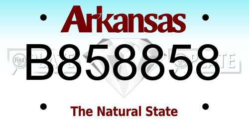 B858858 Arkansas License Plate