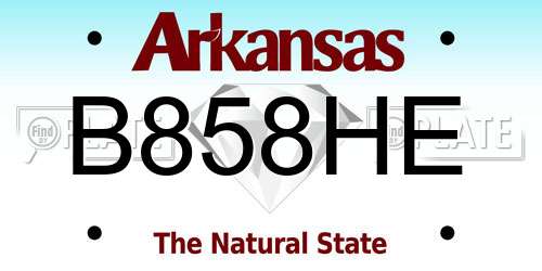 B858HE Arkansas License Plate