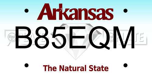 B85EQM Arkansas License Plate