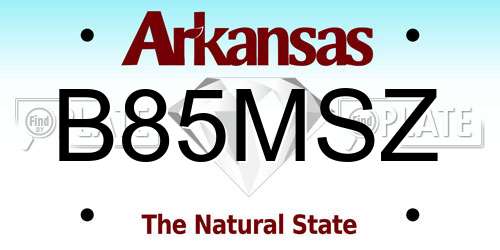 B85MSZ Arkansas License Plate