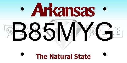 B85MYG Arkansas License Plate
