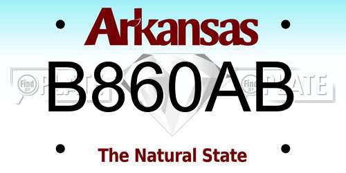 B860AB Arkansas License Plate