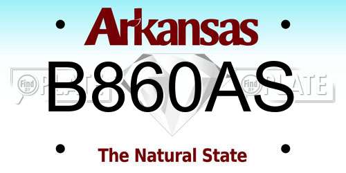 B860AS Arkansas License Plate