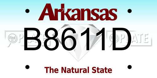 B8611D Arkansas License Plate