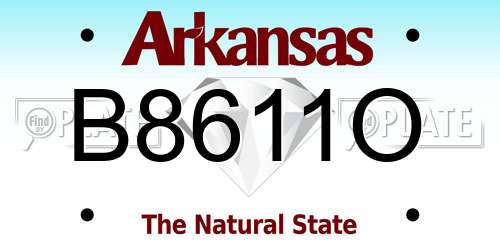 B8611O Arkansas License Plate