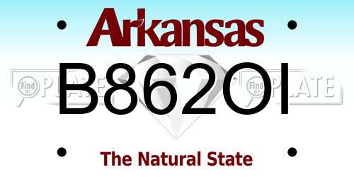 B862OI Arkansas License Plate