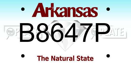 B8647P Arkansas License Plate