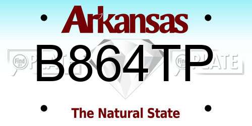 B864TP Arkansas License Plate