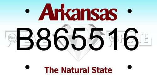 B865516 Arkansas License Plate