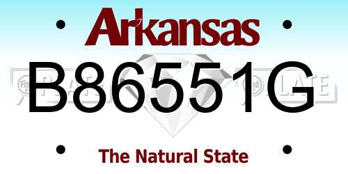 B86551G Arkansas License Plate
