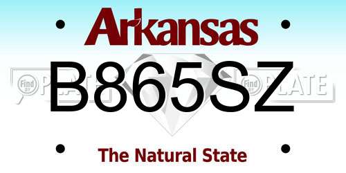 B865SZ Arkansas License Plate