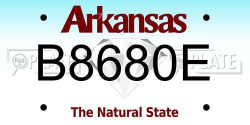 B8680E Arkansas License Plate